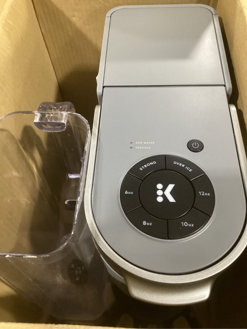 Condition photo showing As Is for keurig k-supreme single serve k-cup pod coffee maker, multistream technology, 4 brew sizes, 66oz dual-position removable reservoir, gray gray coffee maker