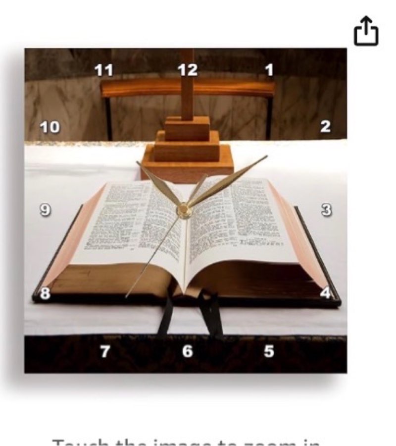 3dRose Wall Clock Silent - 15 inch - Print of Open Bible On Pulpit in Church - Religions