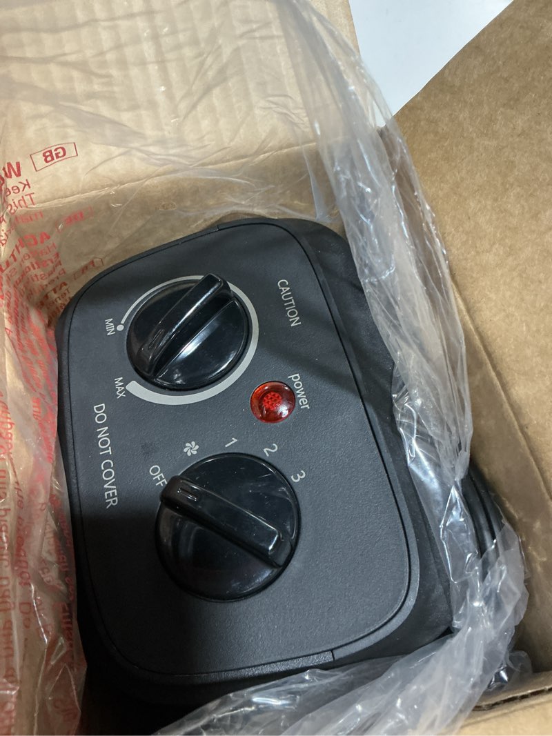 Condition photo showing Good Condition for Space Heater, 1500W Electric Heaters Indoor Portable with Thermostat, PTC Fast Heating Ceramic Room Small Heater with Heating and Fan Modes for Bedroom, Office and Indoor Use 10IN