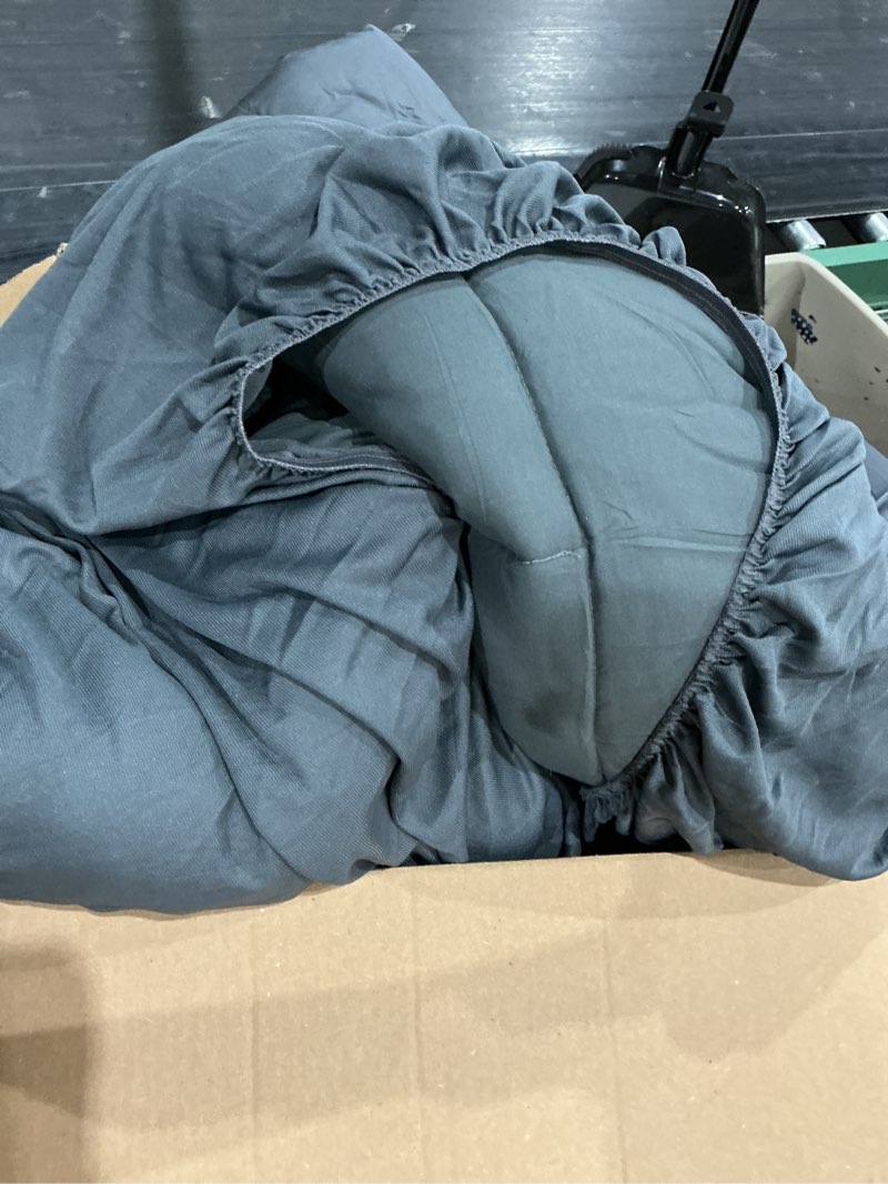 Condition photo showing As Is for unknown brand and size. mattress pad protector, breathable quilted mattress cover, dark grey