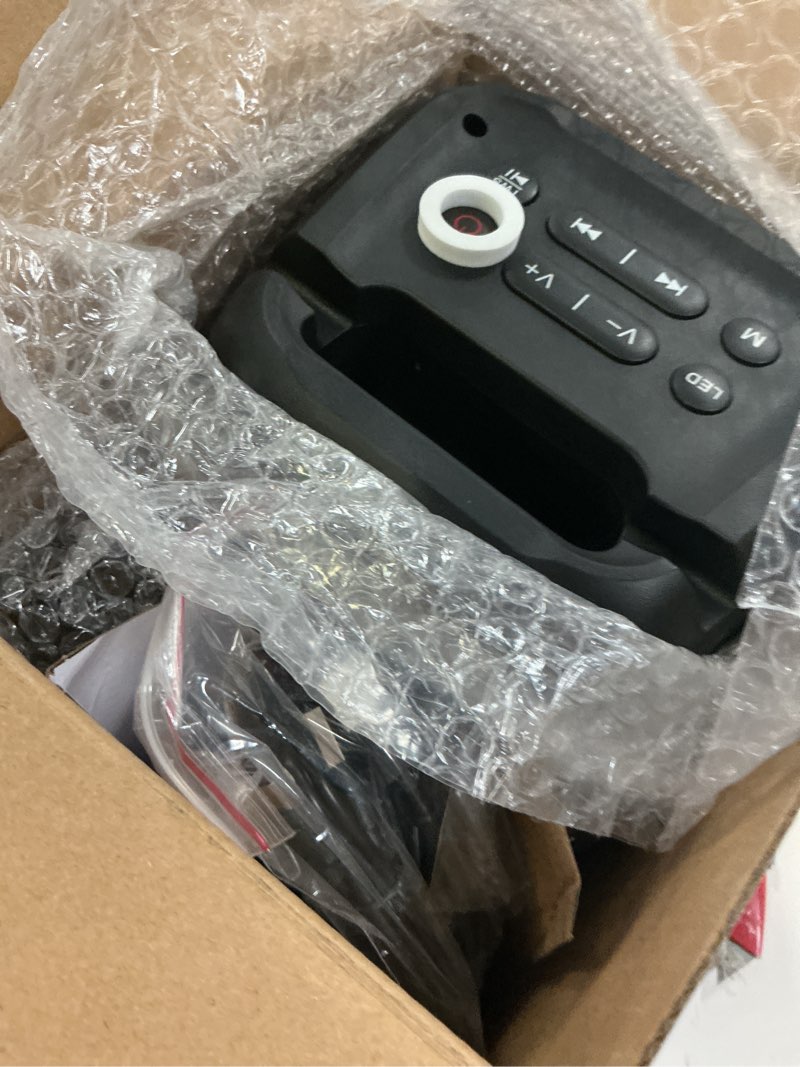 Condition photo showing New/Like New for karaoke machine for adults kids, portable bluetooth speaker with 2 wireless microphones, tws mode & led light, 10h battery pa system, home party outdoor camping birthday gifts (black) 2 mics