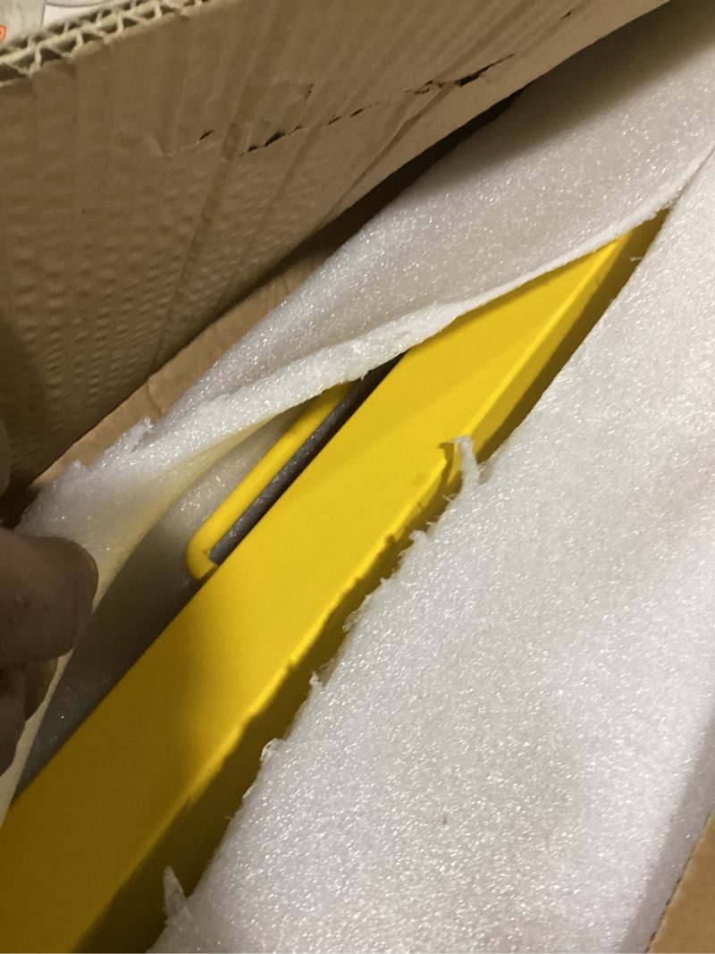 Condition photo showing New/Like New for trafford industrial expandable metal barricade, 11 feet, yellow and black, mobile safety barrier gate, retractable traffic fence