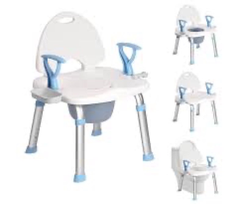 Shower Chair for Inside Shower - 550 lbs, Tool-Free Assembly, Adjustable Height, Padded Shower Stool, Removable Arms & Backrest, Shower Head Clip, Bath Seat for Elderly and Disabled (Blue)