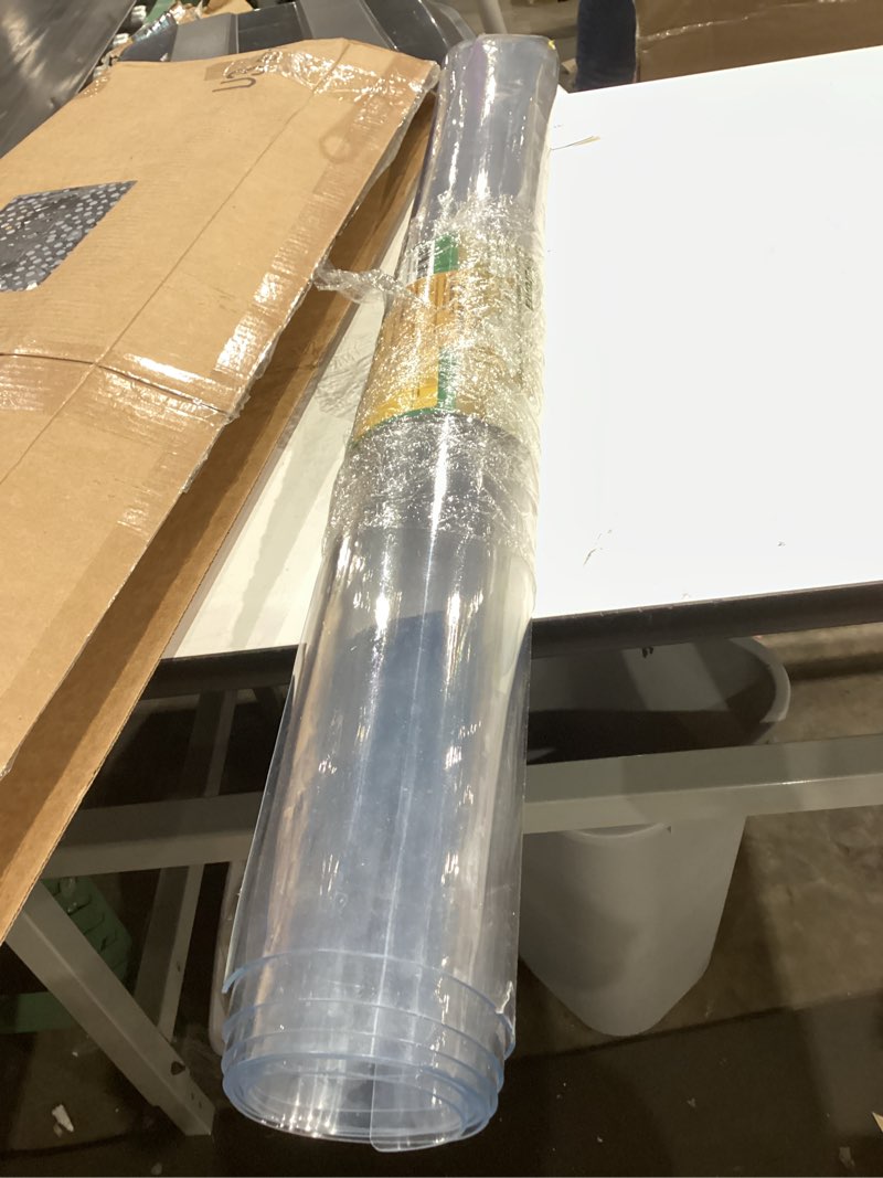 Condition photo showing Good Condition for 38 x 78 inch clear table cover protector, 2mm thick clear table protector for dining room table, plastic table cover, waterproof table pad for kitchen, office clear 2mm 38" x 78"