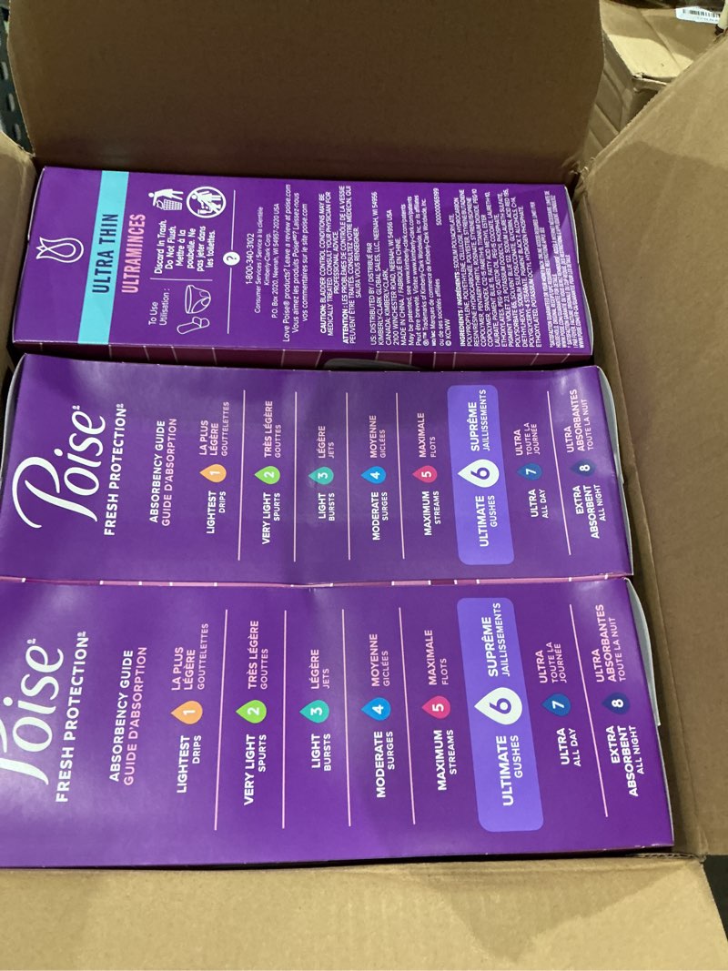 Condition photo showing Good Condition for poise ultra thin incontinence & postpartum pads for bladder leaks, 6 drop ultimate absorbency, long length, 78 count (packaging may vary) long length 78
