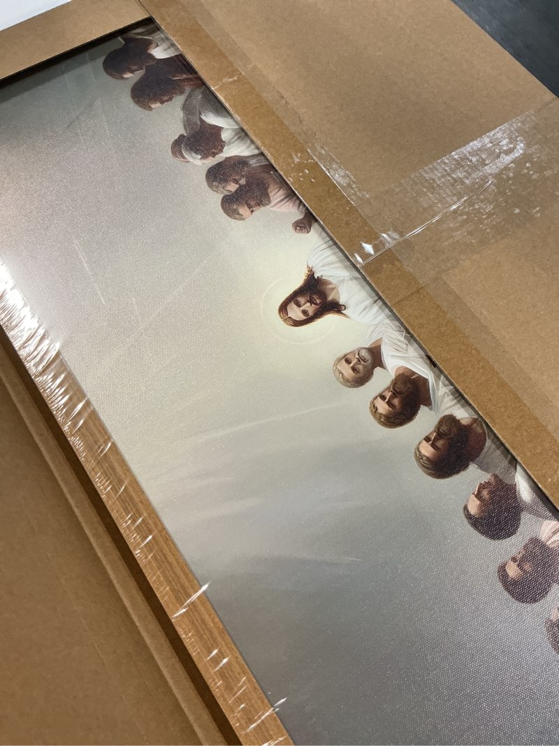 Condition photo showing New/Like New for framed the last supper christian wall art, jesus and his disciples canvas prints decor, gifts for christians, religion biblical scene painting wall decor for prayer room decorations – 16x24in the last supper framed 24"l x 16"w