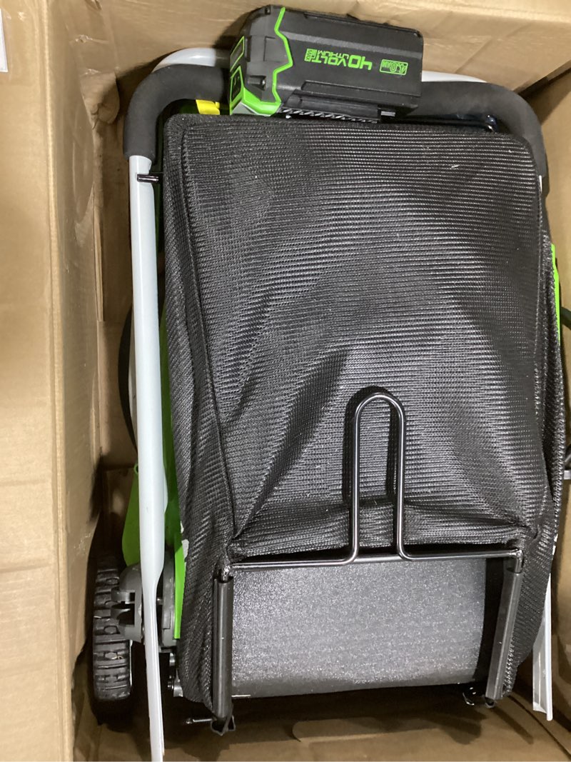 Condition photo showing As Is for Greenworks 40V 16" Cordless Lawn Mower, Ultra-Light Push Mower with 4.0Ah Battery & Charger(75+ Tool Compatibility, 45Min Runtime) 16" (4.0Ah)
