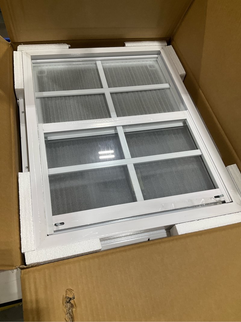 Condition photo showing Good Condition for 18" x 23" shed windows 2 pack, small sliding window with tempered glass & metal mesh screen, flush mount windows for shed chicken coop barn household garage basement cabin playhouse 18'' × 23''