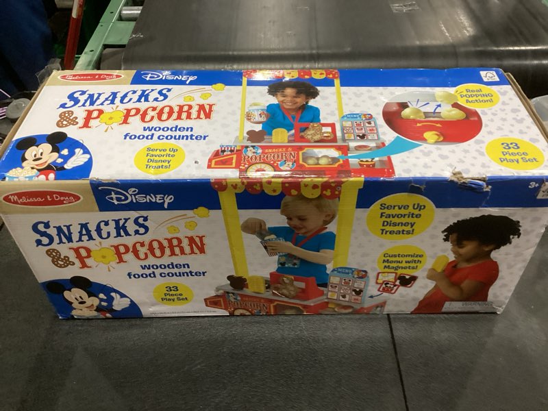 melissa & doug disney snacks & popcorn wooden pretend play food counter