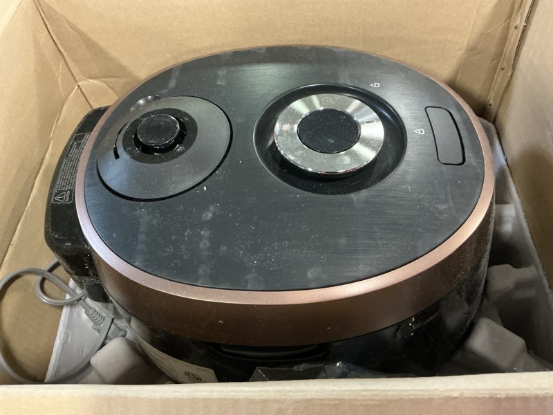 Condition photo showing As Is for CUCKOO High Pressure Rice Cooker 10-Cup Uncooked / 20-Cup Cooked with Nonstick Inner Pot, Large Rice Maker with 13 Menu Options and Steam Plate, Fuzzy Logic Tech, Voice Guide, Black (CRP-P1009SB) 10 cups Black