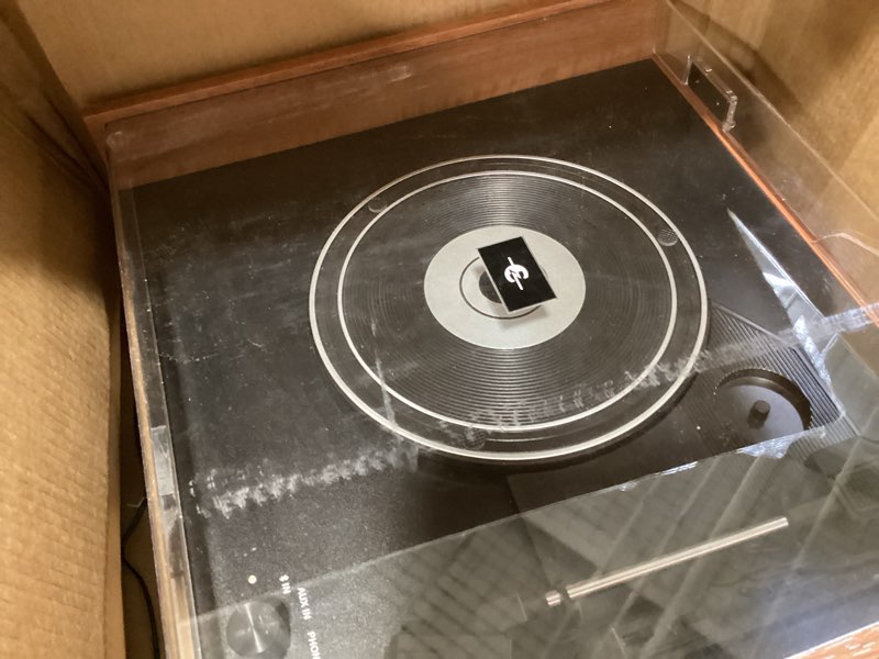 Condition photo showing Good Condition for crosley cr6237a-na dean 3-speed bluetooth in/out vinyl record player turntable with built-in speakers, led lights and detachable legs, natural