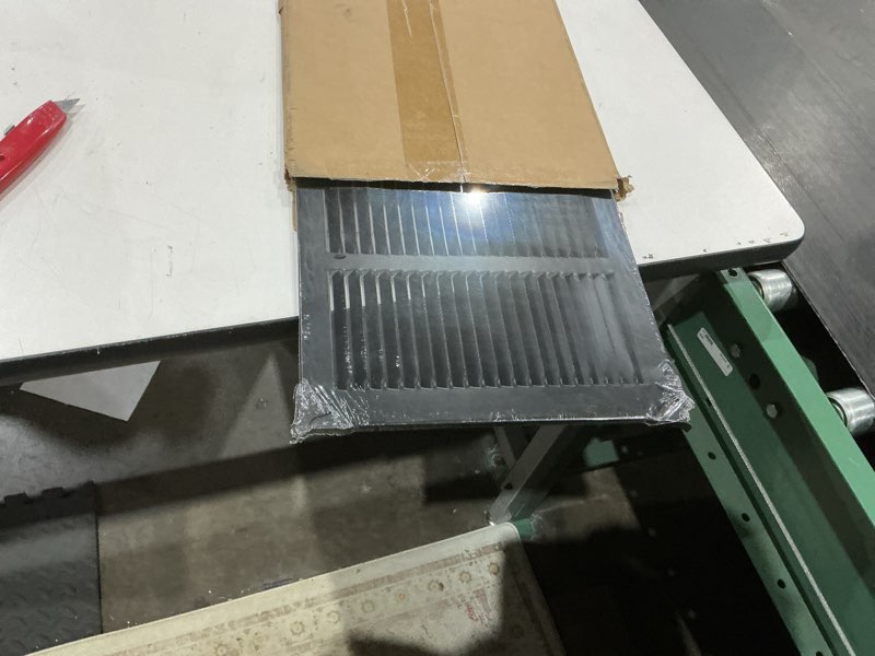 Condition photo showing Good Condition for hvac premium 30'' x 10'' [duct opening] flat stamped steel return air grille - sidewall and ceiling - hvac vent duct cover - black [outer dimensions: 31.75''w x 11.75''h] 30 x 10 black