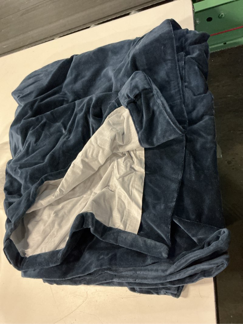 Condition photo showing Good Condition for raw silk room darkening curtain, 48x84, navy