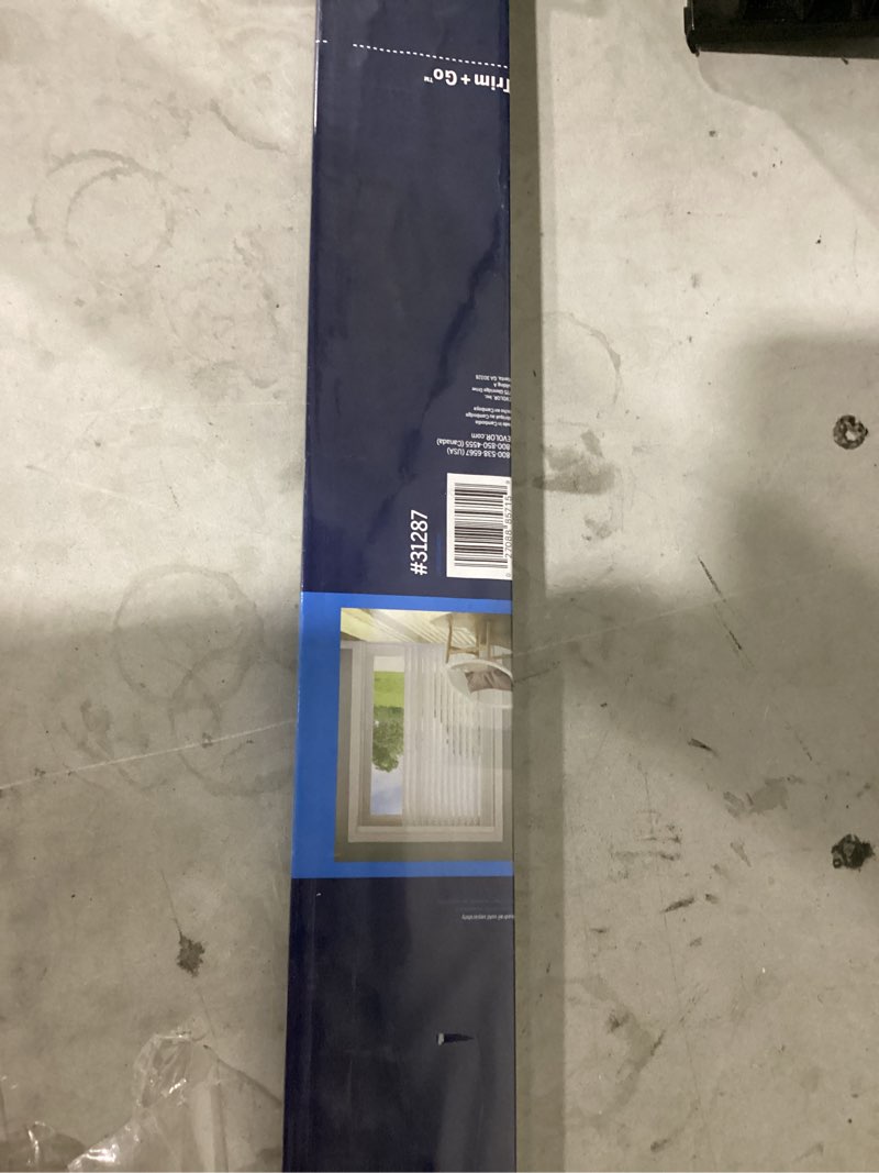 Condition photo showing As Is for levolor trim+go 13-pack 3.5-in slat width 84-in crown stucco white plastic vertical vanes