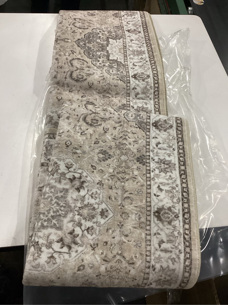 Condition photo showing Good Condition for Hallway Washable Runner Rug - 3x6 Kitchen Rugs Entryway Rug Runner Vintage Soft Floor Mat Non Slip Indoor Farmhouse Carpet for Bathroom Living Room Bedroom (3 X 6, Beige) 3' x 6' (Rectangular) Beige