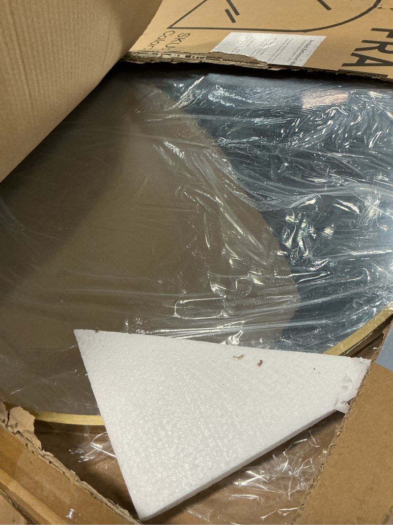 Condition photo showing Good Condition for Arched Wall Mirror for Bathroom,Mirrors for Wall,24''x36'',Vanity Mirror for Bedroom Dresser, Entryway, Living Room, Metal Frame (36''x24'',Gold) Gold 36"L x 24"W