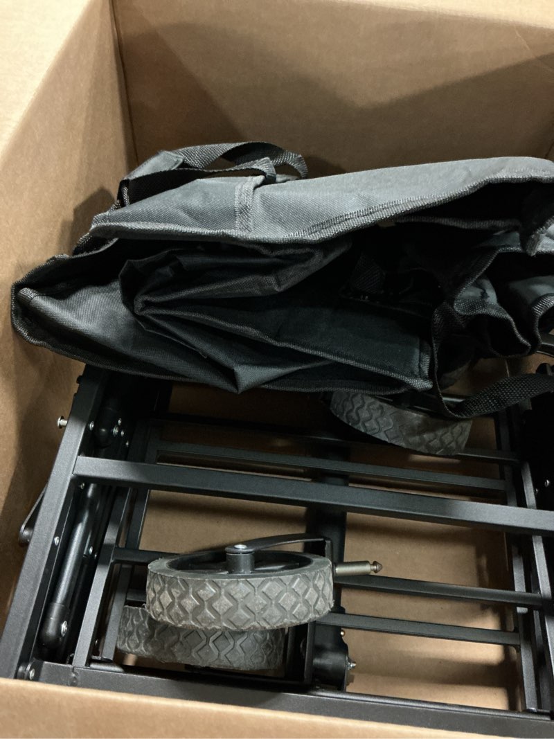 Condition photo showing As Is for VIC Collapsible Folding Wagon Extra Long Extender Wagon Cart,Beach Wagons Cart Heavy Duty Foldable, Utility Grocery Car with Side Pocket for Camping Garden Sports, V1