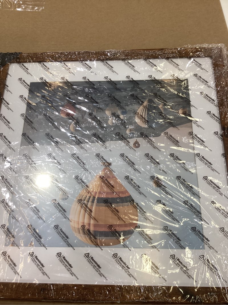 Condition photo showing As Is for Wood 16x16 Picture Frame with 12x12 Mat Deep Brown, Display 12x12 with Mat or 16x16 without Mat, Wood 16 by 16 Photo Frame, 16 x 16 Frame for Wall Hanging Display, Deep Brown 1 16x16 inch