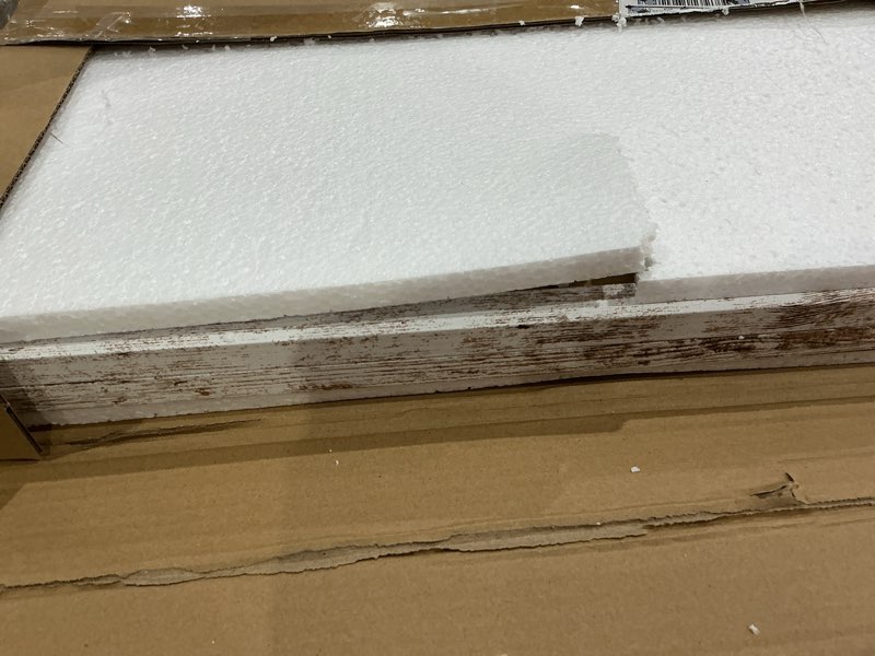 Condition photo showing Good Condition for hongkee 16x20 frames set of 2, distressed white wood style - display 16 x 20 picture without mat or 11x14 picture with mat, wall mounting horizontal and vertical distressed white 16x20 in