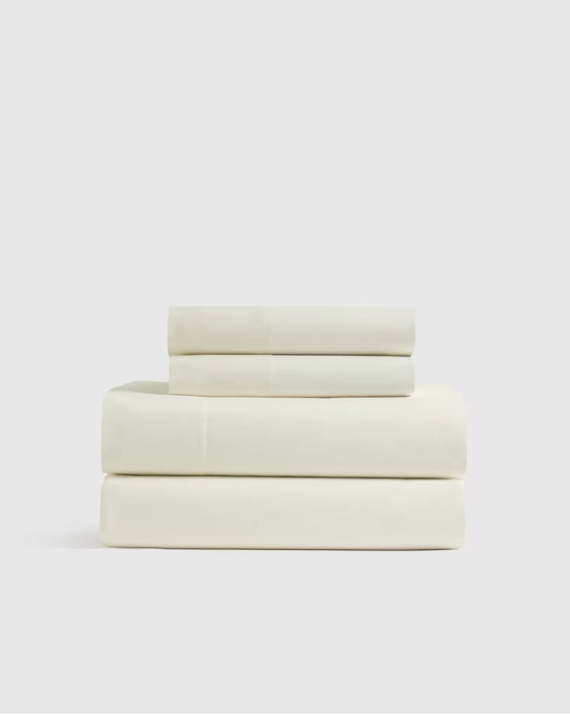 quince organic crisp percale sheet set/4 pieces/