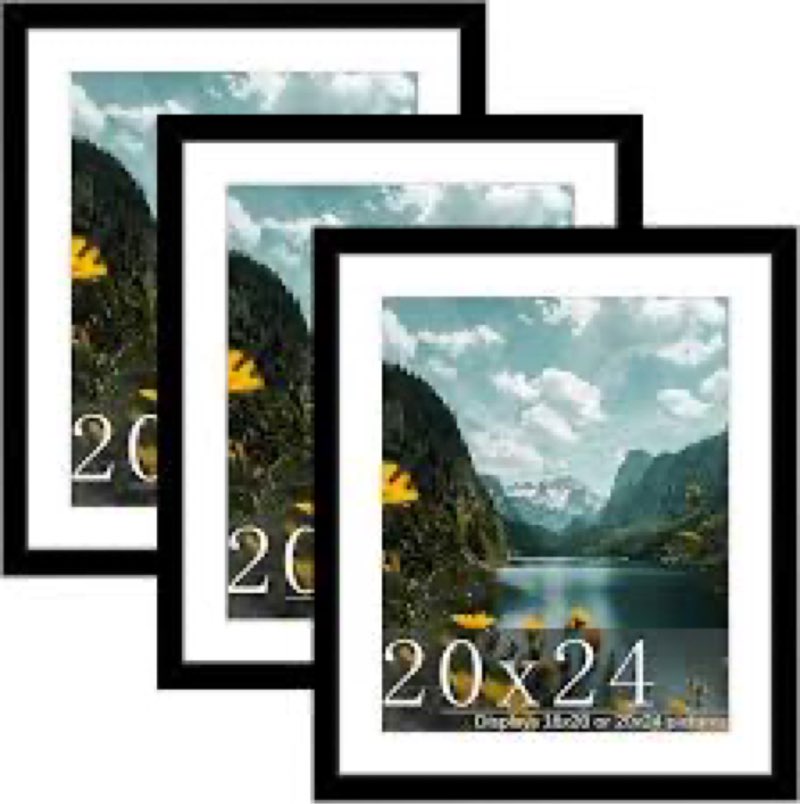 chrspk 20x24 poster frame, display pictures 16x20 with mat or 20x24 without, wall hanging frames, bl
