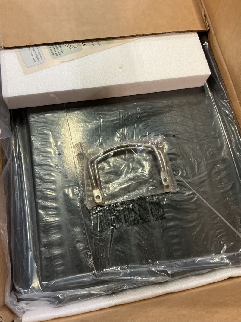 Condition photo showing As Is for updated 25" x 16" cast iron griddle for gas grill, nonstick nanoceramic stove top griddle for gas stove, pre-seasoned flat top plate insert for outdoor gas grill, camping, tailgating, parties 25" x 16" x 2.6"