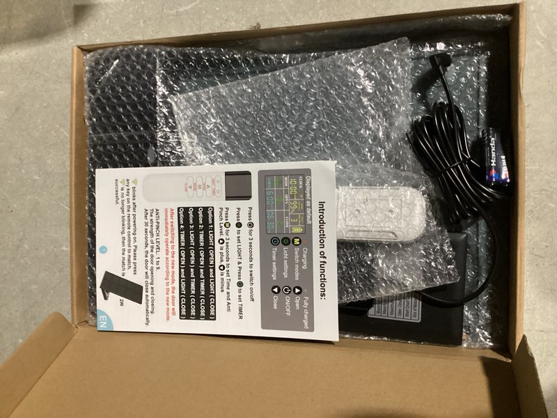 Condition photo showing Good Condition for Automatic Chicken Coop Door Solar Powered with Programmable Remote, 4 Modes Combo Light and Timer Aluminum Chicken Door with LCD Color Display