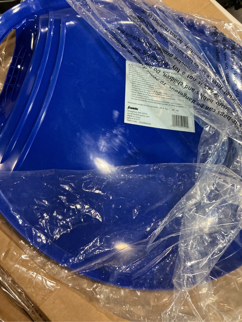 Condition photo showing Good Condition for Franklin Sports Kids Toboggan Sled - Kids Saucer Sled - Arctic Trails Plastic Snow Sled for Children - Heavy Duty Sled with Handles