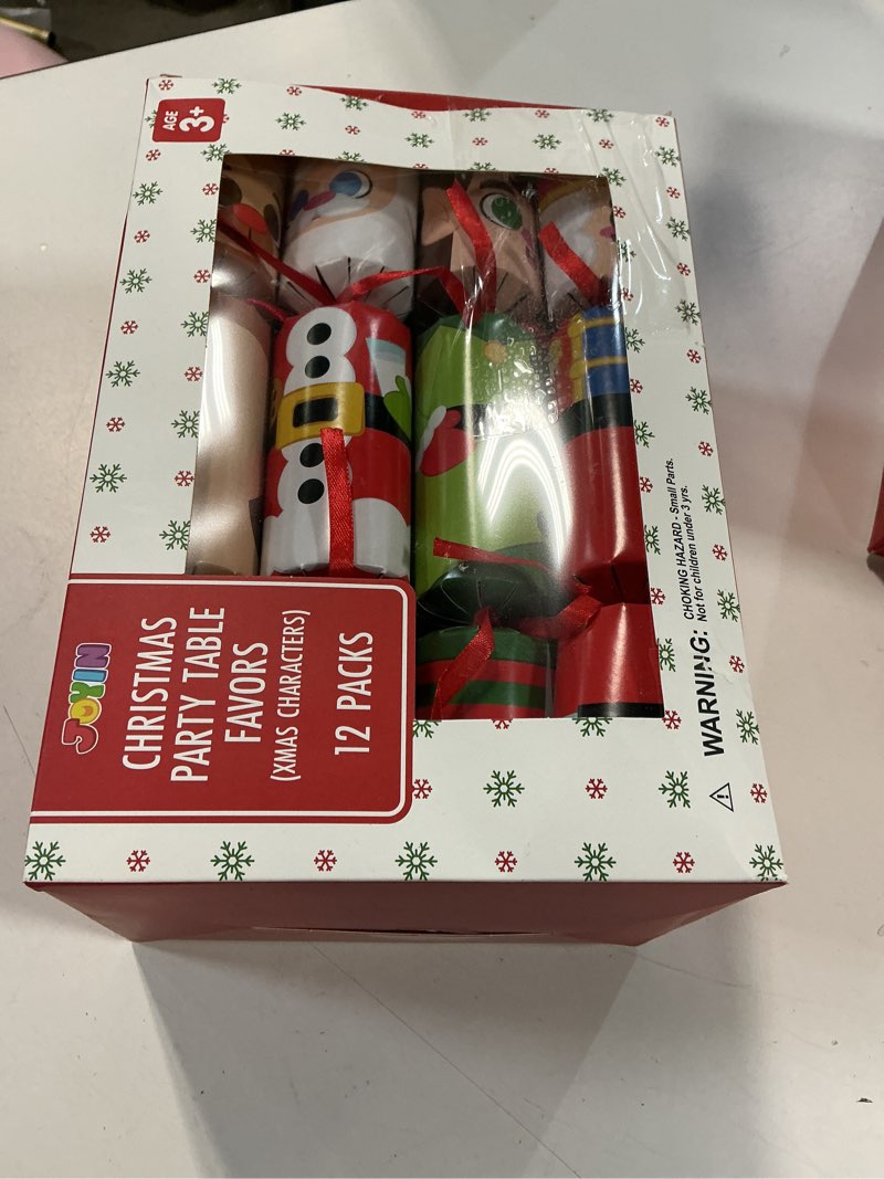 Condition photo showing New/Like New for JOYIN 12 Pack Christmas No-Snap Party Favor, Xmas Table Favor Includes Party Hat, Jokes & Gifts, Christmas Table Decorations for Holiday Dinner Traditions Party Supplies, Stocking Stuffers for Kids