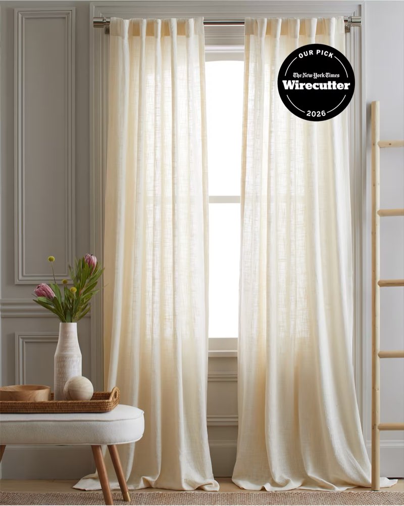 cotton sheer curtain set (set of 2) color: ivory size: 48x84