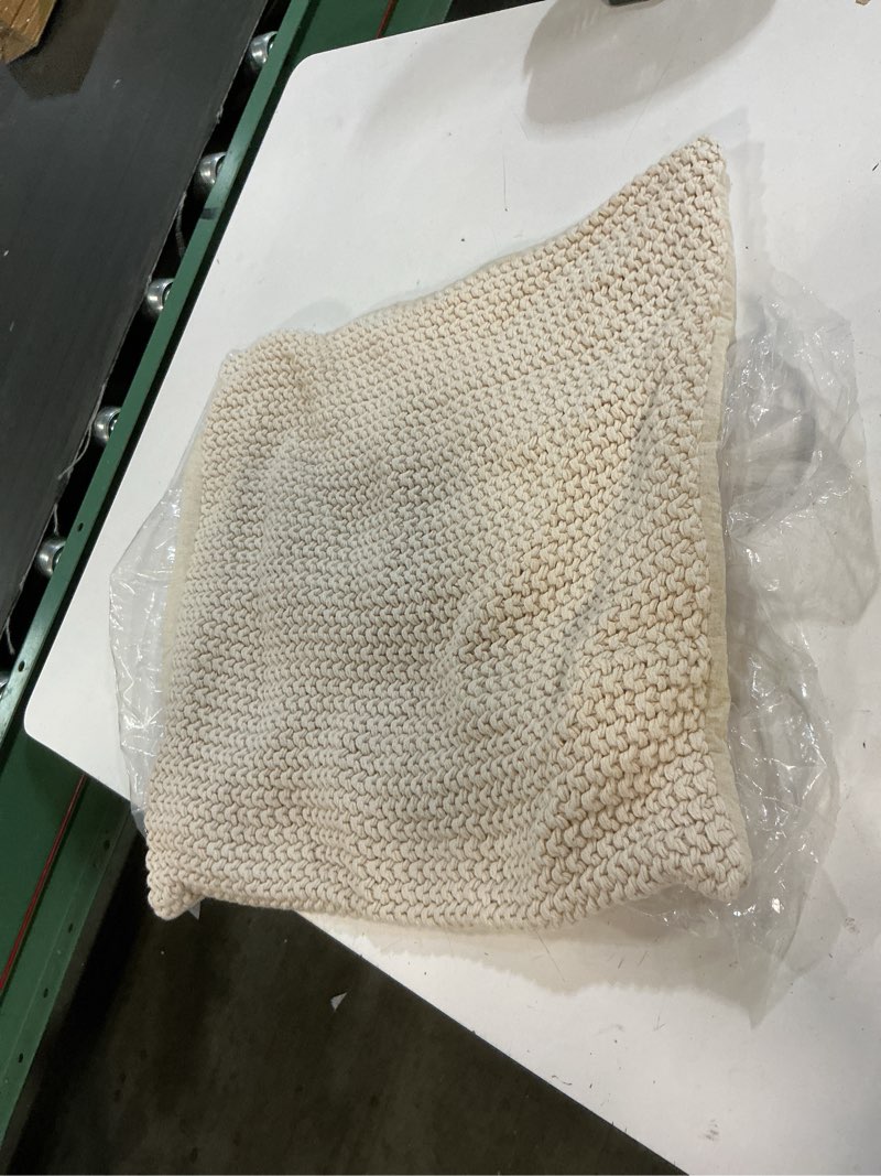 Condition photo showing As Is for quince cotton fisherman pillow cover (set of 2), 20x20, natural