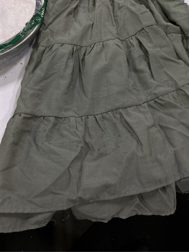Condition photo showing As Is for soly hux women's summer mini dress halter backless sleeveless a line ruffle hem flowy cami dresses sundress medium plain green