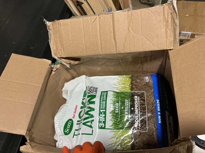 Condition photo showing As Is for scotts turf builder thick'r lawn sun and shade, combination seed, fertilizer and soil improver, thickens thin grass, 40 lbs. 40 lb.