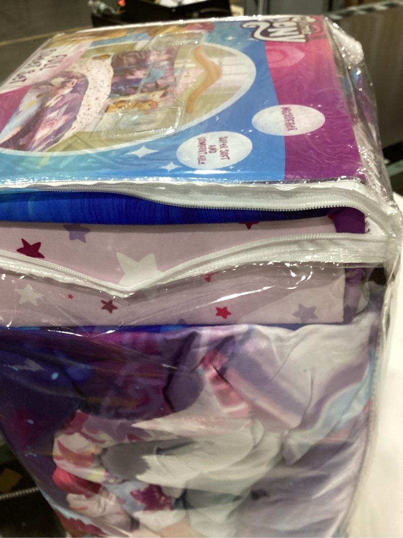 Condition photo showing As Is for Franco Kids Bedding Super Soft Microfiber Comforter and Sheet Set, 5 Piece Full Size, My Little Pony My Little Pony 5 Piece Full Size