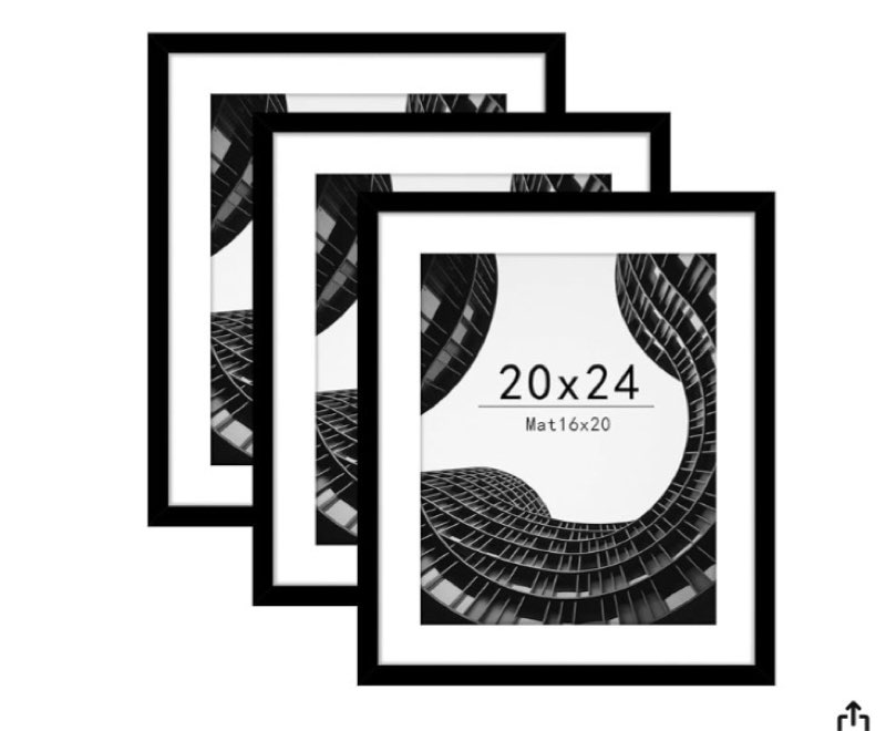 abtgt 20x24 picture
frame set of 3,
display pictures 16x20
with mat or 20x24 without mat, poster frame for wall mounting display,