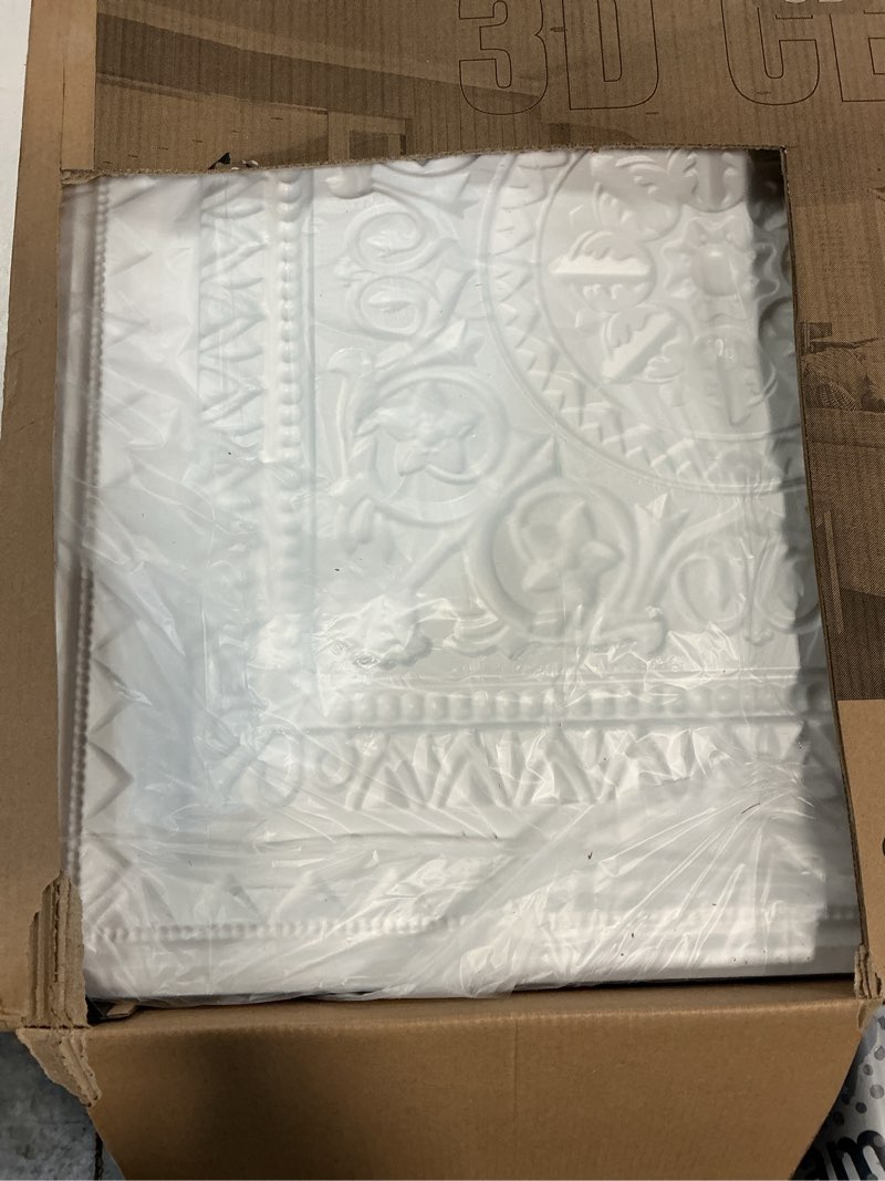 Condition photo showing New/Like New for art3d drop ceiling tiles, glue up ceiling tiles, 2'x2' plastic sheet in white (12-pack, 48 sq.ft) 24"x24" white 12