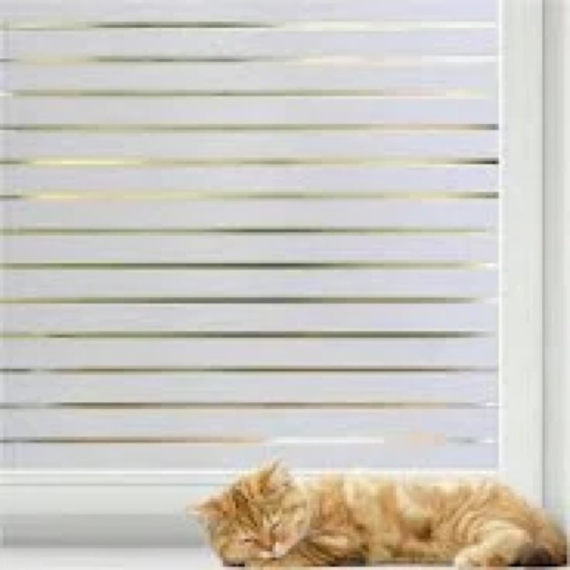 rabbitgoo Window Film Privacy for Glass Windows, Frosted Stripe Patterm Glass Sticker Static Cling N