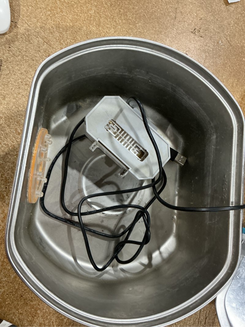 Condition photo showing As Is for cat water fountain stainless steel - pet drinking fountain for cats indoor - 3.2l/108oz automatic water dispenser with watering level window (4 filter) cat fountain + 4 filters + 4 sponges