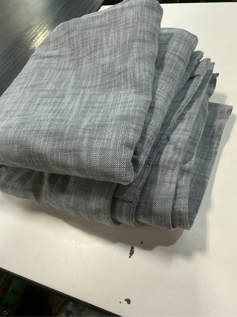 Condition photo showing Good Condition for pottery barn emery cotton linen curtain drape 48”x96”  in 122cmx244 cm blue dawn blackout nwot