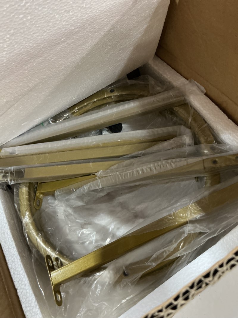 Condition photo showing Good Condition for katrawu c shaped end table,wood round side table for couch,small sofa table with metal frame for bedroom,living room,bedside,gold color(11.81" d x 11.81" w x 23.62" h) gold round