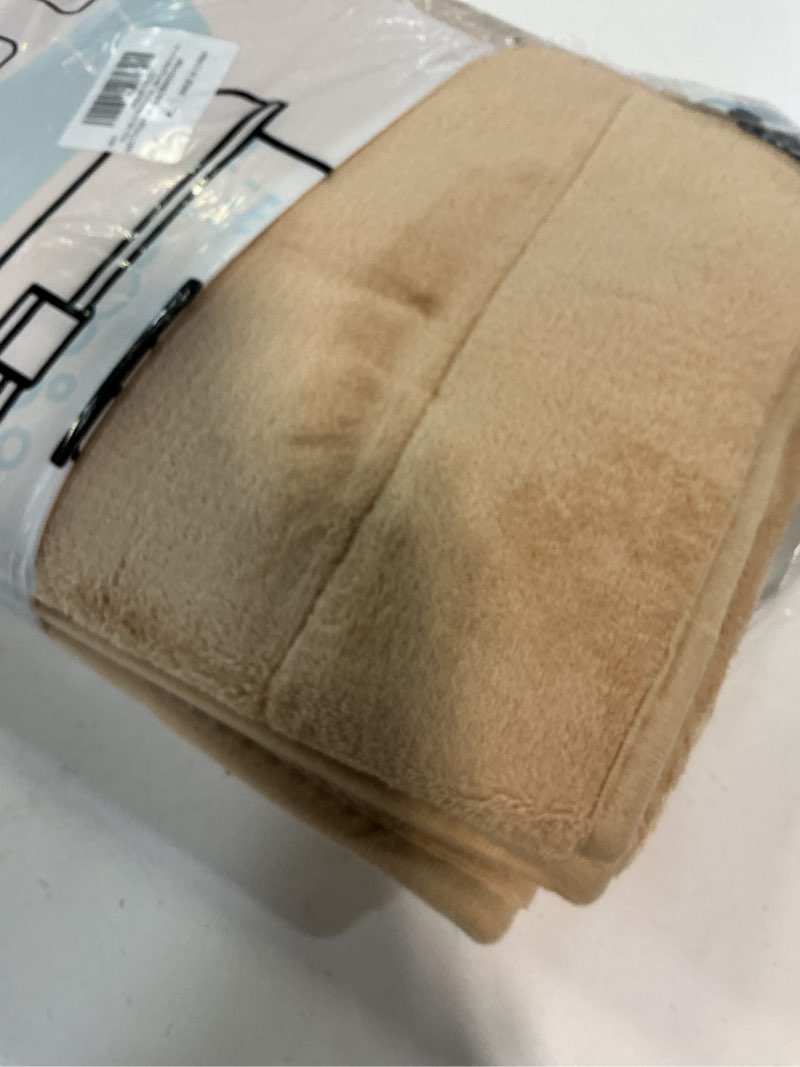Condition photo showing New/Like New for run helix memory foam bath mat set 3 piece, soft and comfortable, super water absorption, non-slip, thick, machine wash, easier to dry for bathroom floor rug, beige toilet rug bathroom set stripe-beige