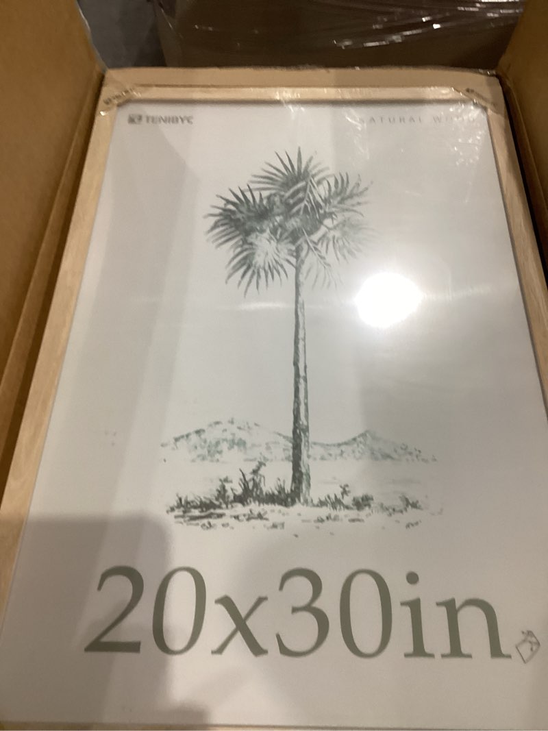 Condition photo showing As Is for 20x30 Poster Frame Set - 4 Pack, Textured Natural Solid Wood Picture Frame, Wall Gallery Frame - Wall Hanging 4 Pack Natural 20x30