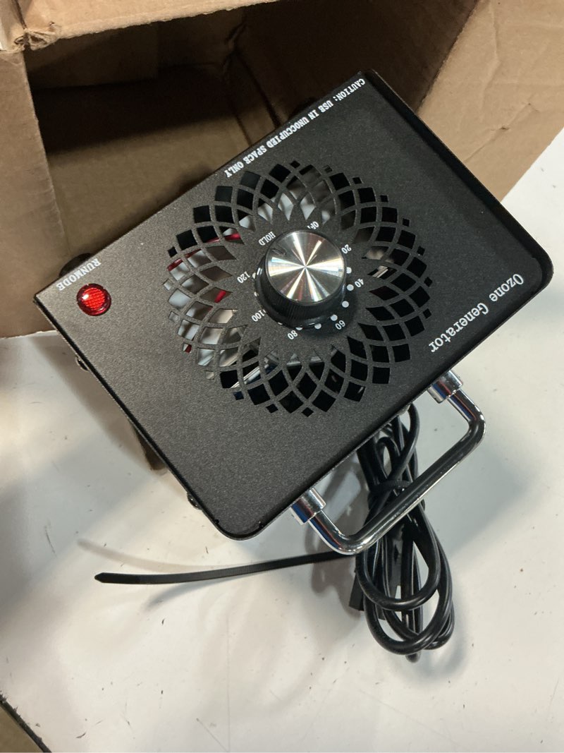 Condition photo showing Good Condition for 2026 upgraded ozone generator, high capacity ozone machine odor removal up to 6000 sq.ft, for car/home/smoke/pet odor, black matte black