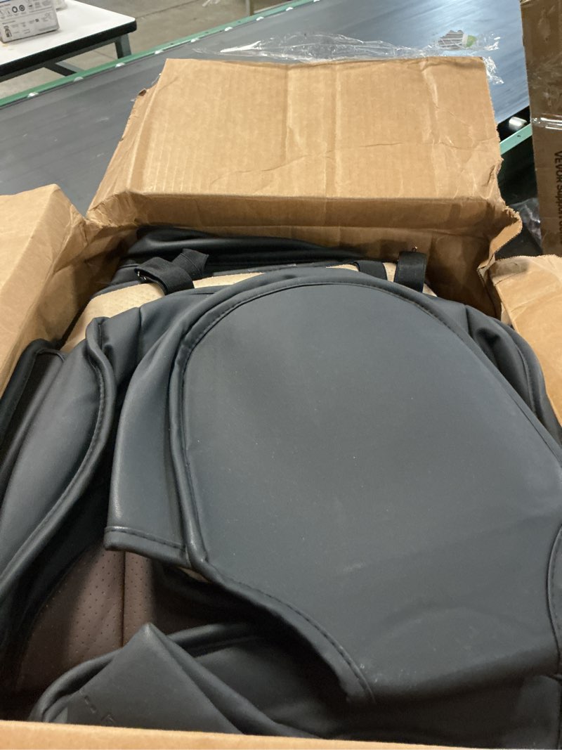 Condition photo showing As Is for mingbron car seat covers full set, brown car seat cover lumbar support, car seat protector waterproof, nappa leather car seat cushion, front seats and back fit for most cars brown 2 full set