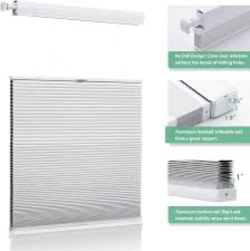 tonature upgrade no drill no tools cellular shades for indoor windows 38mm honeycomb blinds cordless