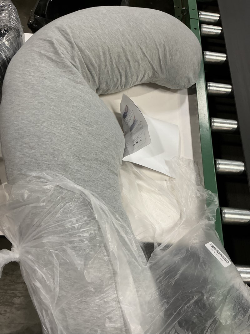 Condition photo showing Good Condition for momcozy pregnancy pillows for side sleeping, j shaped maternity body pillow for pregnancy, soft pregnancy pillow with jersey cover for head neck belly support, grey