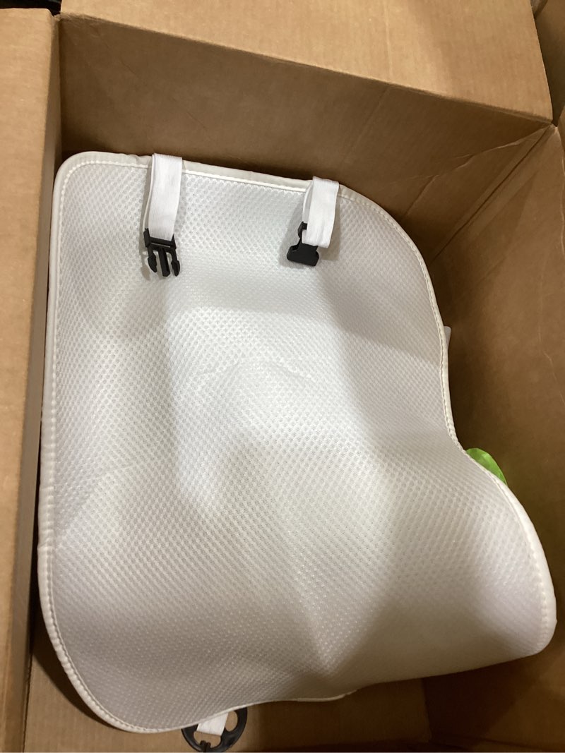 Condition photo showing As Is for rear car seat covers for tesla model y juniper 2025 2020-2024 breathable interior seat cushion protector all season protection (without logo) white ice silk 3pcs rear seat for model y no logo