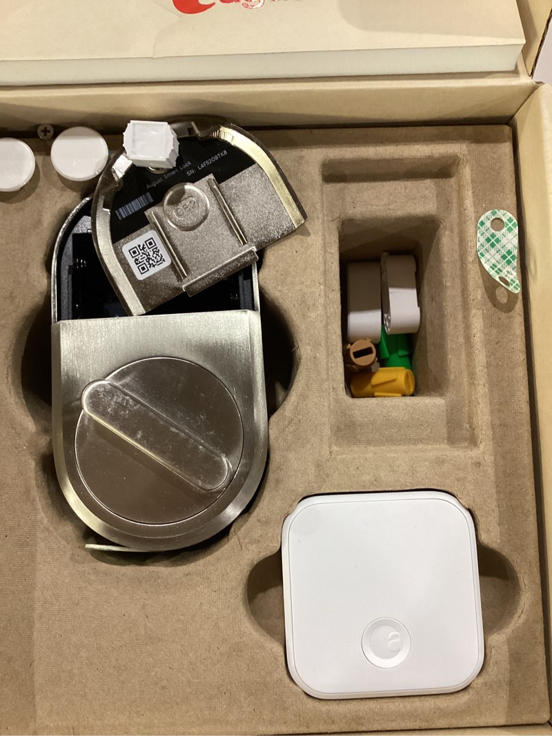 Condition photo showing As Is for august home smart lock + connect, silver