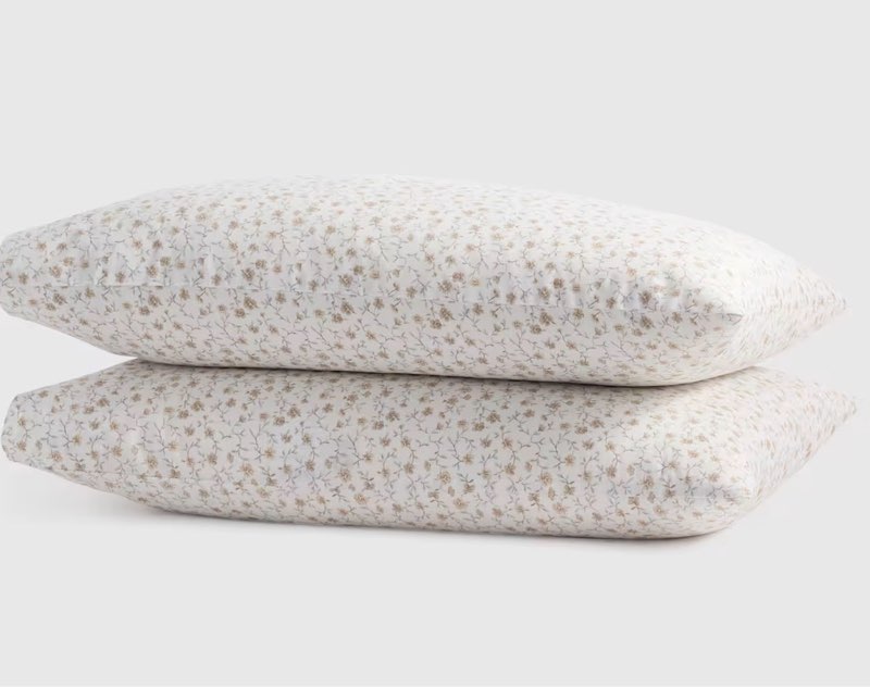 organic crisp percale pillowcase set, standard, toffee florette