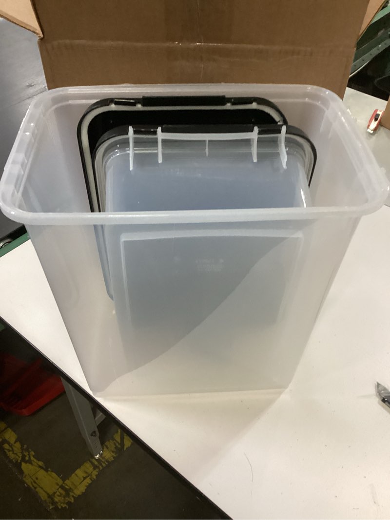 Condition photo showing New/Like New for IRIS USA 30 lbs & 11 lbs Combo Airtight Dog Food Storage Container, Stackable Treat Box, 2-Cup Scoop